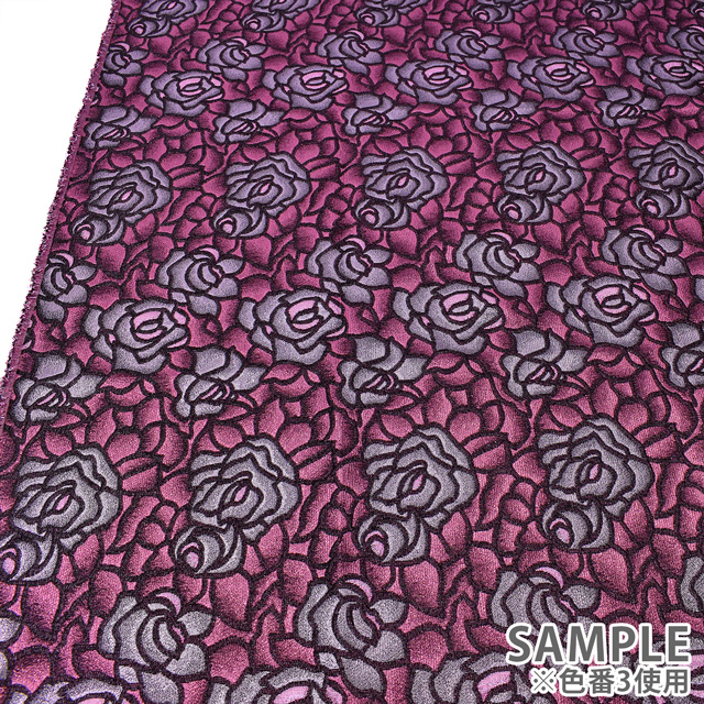生地 フラワーアートジャガード(165031) 3.パープル×グレイッシュパープル 99Zz99_