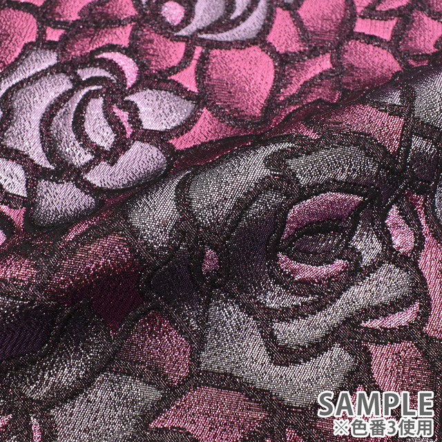 生地 フラワーアートジャガード(165031) 3.パープル×グレイッシュパープル 99Zz99_