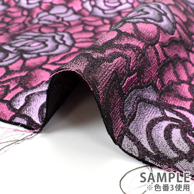 生地 フラワーアートジャガード(165031) 3.パープル×グレイッシュパープル 99Zz99_