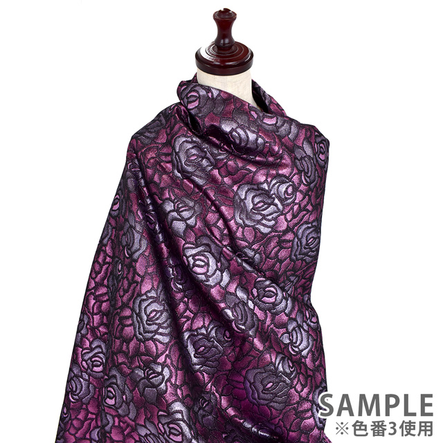 生地 フラワーアートジャガード(165031) 3.パープル×グレイッシュパープル 99Zz99_