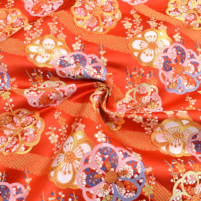 金襴生地 洛レイ四丁4号胴入2号 梅(18-10352-2) 赤 09Bh18_