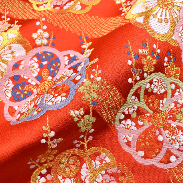 金襴生地 洛レイ四丁4号胴入2号 梅(18-10352-2) 赤 09Bh18_