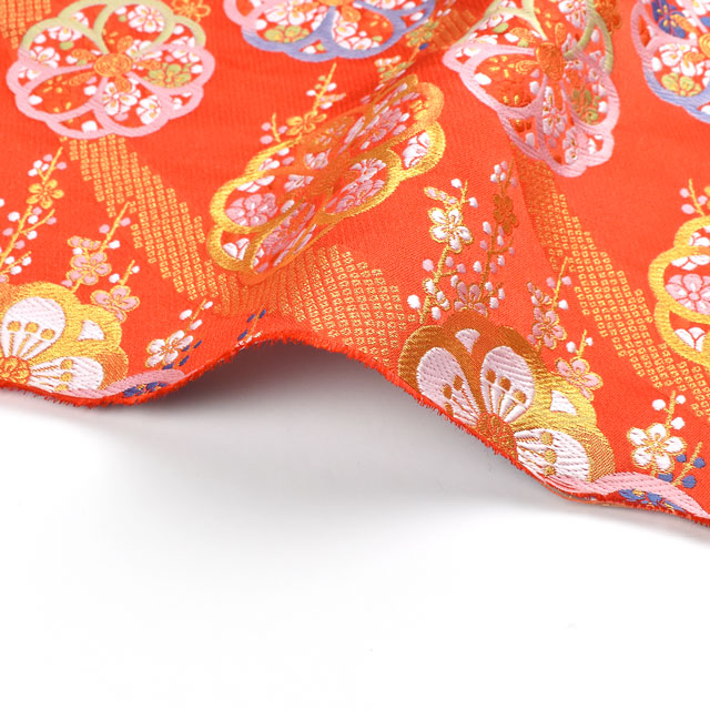 金襴生地 洛レイ四丁4号胴入2号 梅(18-10352-2) 赤 09Bh18_