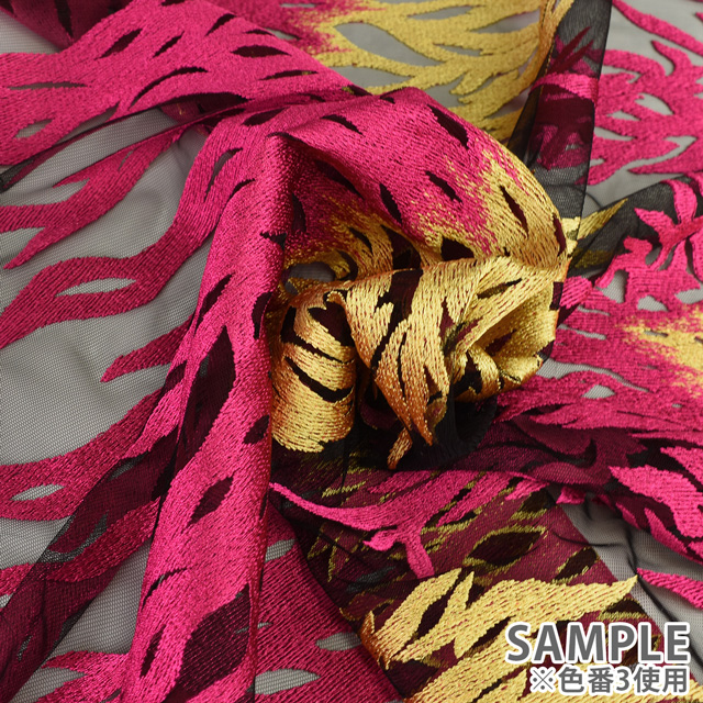 生地 ファイヤーレース (194308) 2.赤×黄×黒地 10Ac04_