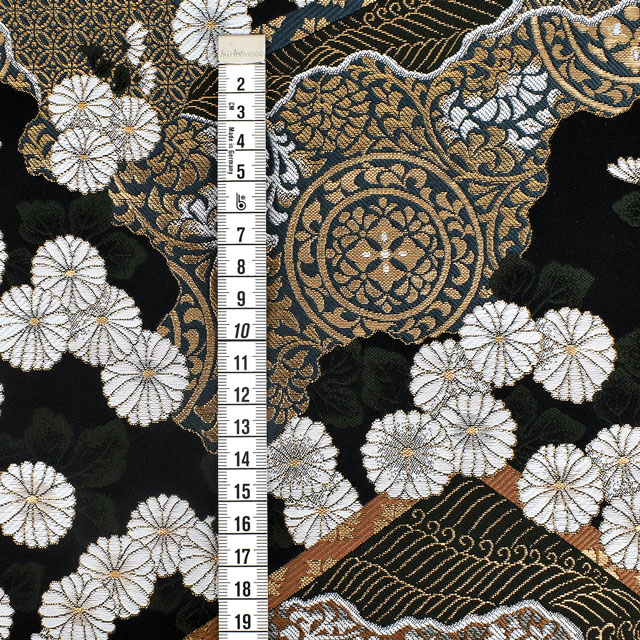 金襴生地 あすか四丁 山型菊紋(2-10674) 黒 09Bh18_