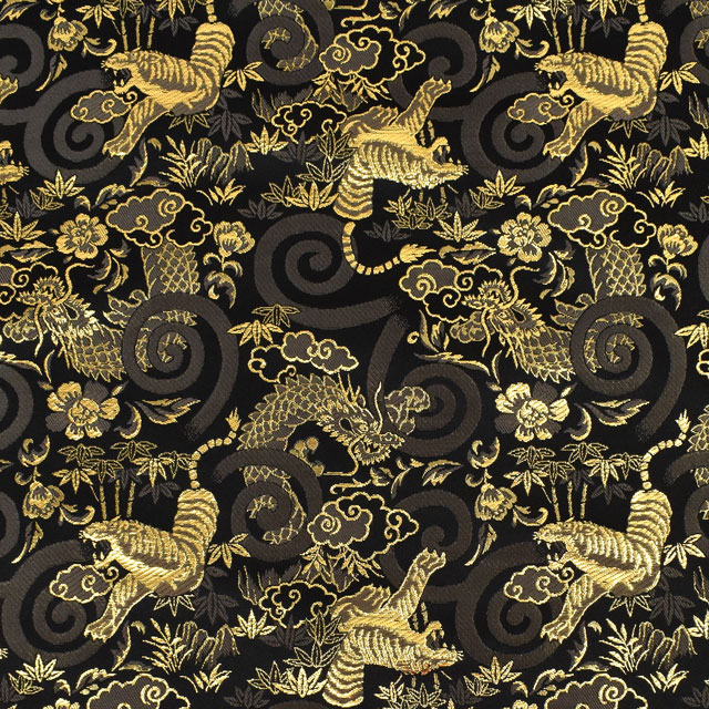 金襴生地 琳派名物裂二丁 トラ・龍(2-10882-C) 黒 09Bh18_