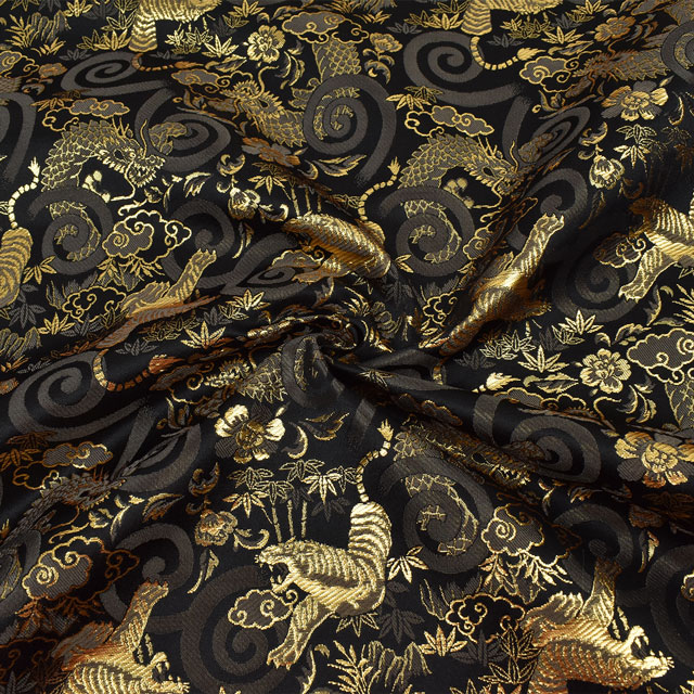 金襴生地 琳派名物裂二丁 トラ・龍(2-10882-C) 黒 09Bh18_