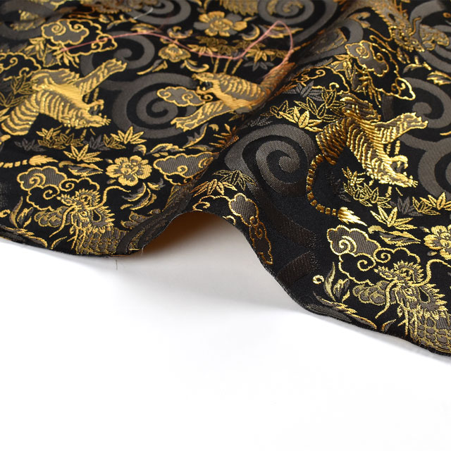 金襴生地 琳派名物裂二丁 トラ・龍(2-10882-C) 黒 09Bh18_