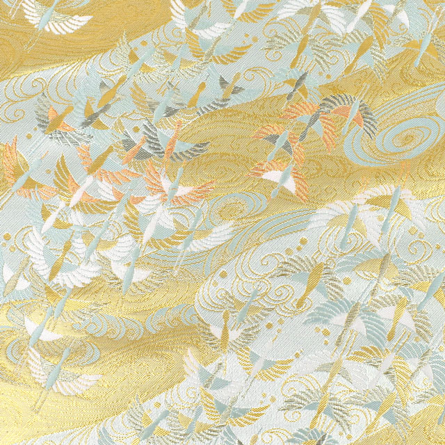 金襴生地 あすか胴入 波紋群鶴(1-9118) 翡翠 09Bh18_