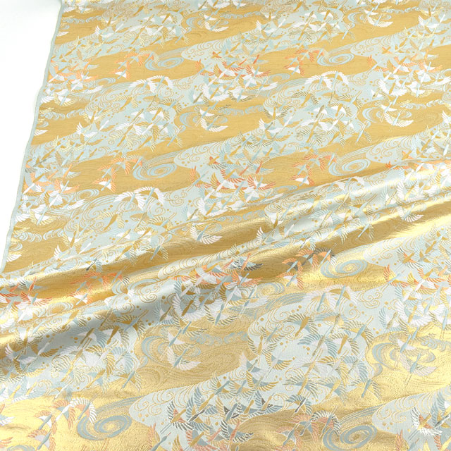 金襴生地 あすか胴入 波紋群鶴(1-9118) 翡翠 09Bh18_