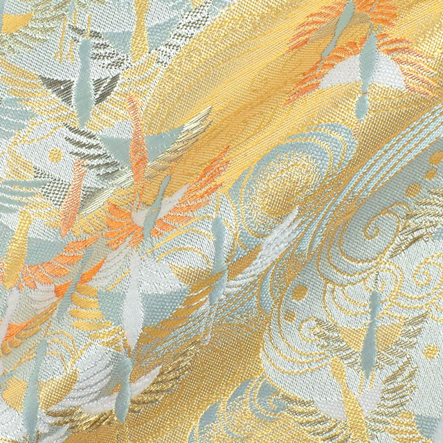 金襴生地 あすか胴入 波紋群鶴(1-9118) 翡翠 09Bh18_