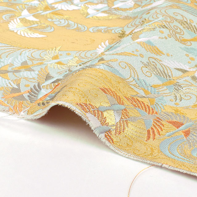 金襴生地 あすか胴入 波紋群鶴(1-9118) 翡翠 09Bh18_