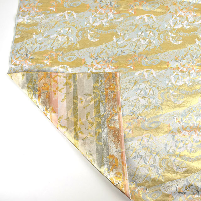 金襴生地 あすか胴入 波紋群鶴(1-9118) 翡翠 09Bh18_