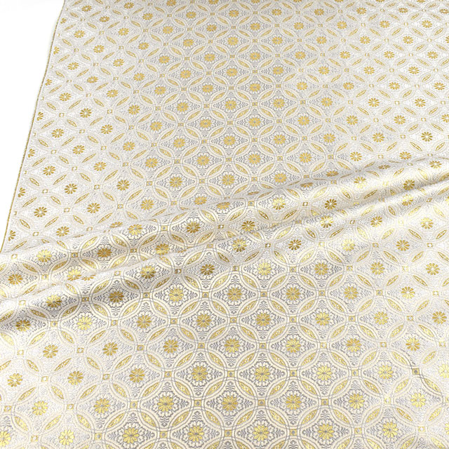 金襴生地 桂錦4号 繋ぎ丸紋(156-8950-4) 白 09Bh18_