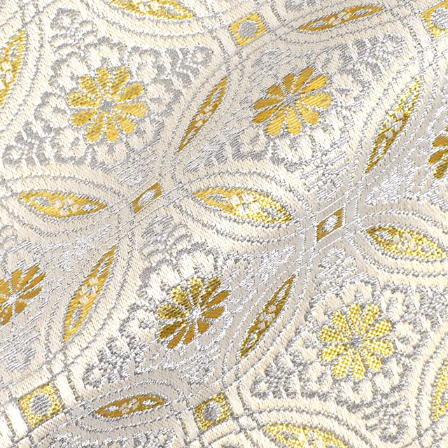 金襴生地 桂錦4号 繋ぎ丸紋(156-8950-4) 白 09Bh18_