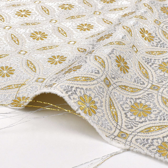 金襴生地 桂錦4号 繋ぎ丸紋(156-8950-4) 白 09Bh18_