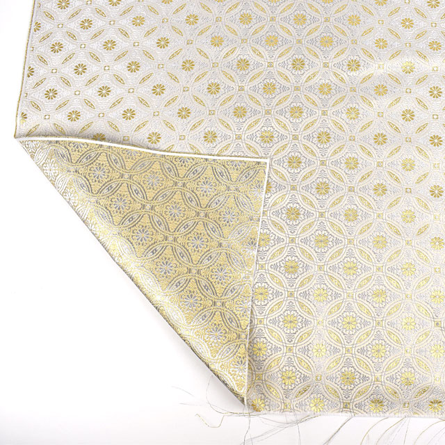 金襴生地 桂錦4号 繋ぎ丸紋(156-8950-4) 白 09Bh18_