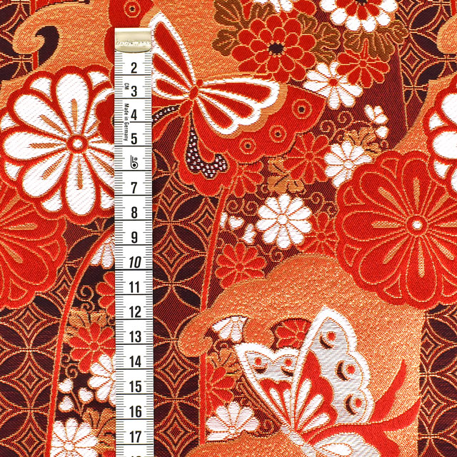 金襴生地 洛レイ四丁 蝶紋(1215-7030) 赤 09Bh18_