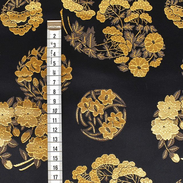 金襴生地 琳派名物裂二丁 花丸紋(2-10924) 黒金 09Bh18_