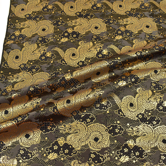 金襴生地 琳派名物裂二丁 龍(2-10926) 黒 09Bh18_