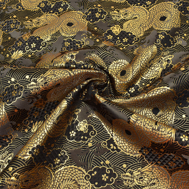 金襴生地 琳派名物裂二丁 龍(2-10926) 黒 09Bh18_