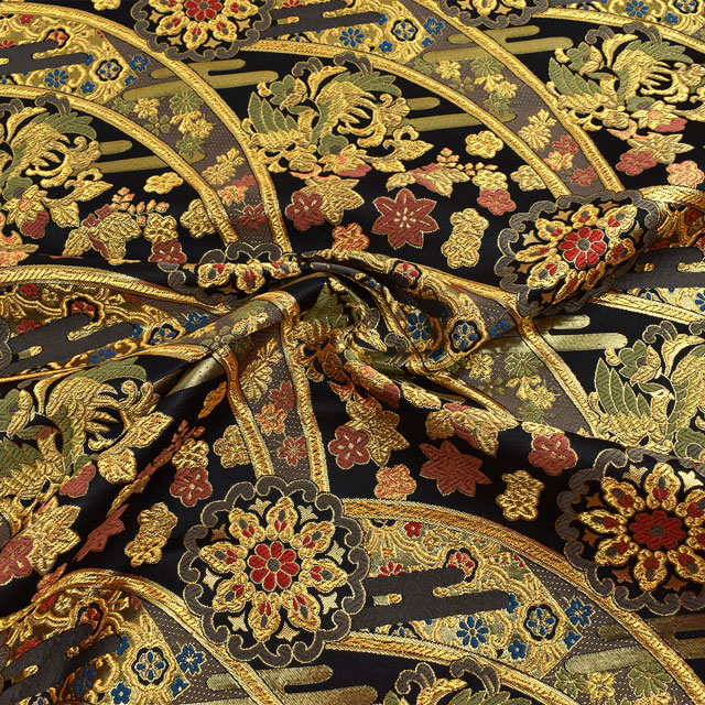 金襴生地 洛レイ四丁4号 万華鏡(2-8527-2) 黒 09Bh18_