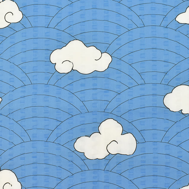 生地 和風リップルプリント 雲文様(201023) 71.青 99Zz99_