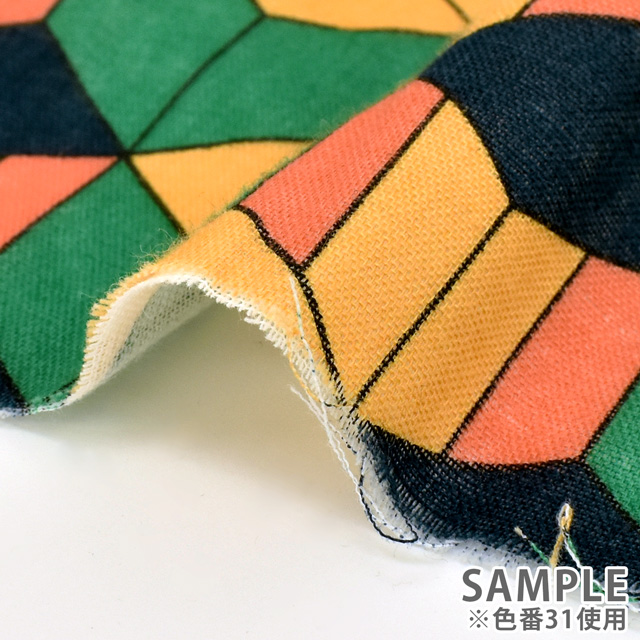 生地 和風ダブルガーゼプリント 毘沙門亀甲柄(201024) 31.黄×緑 99Zz99_