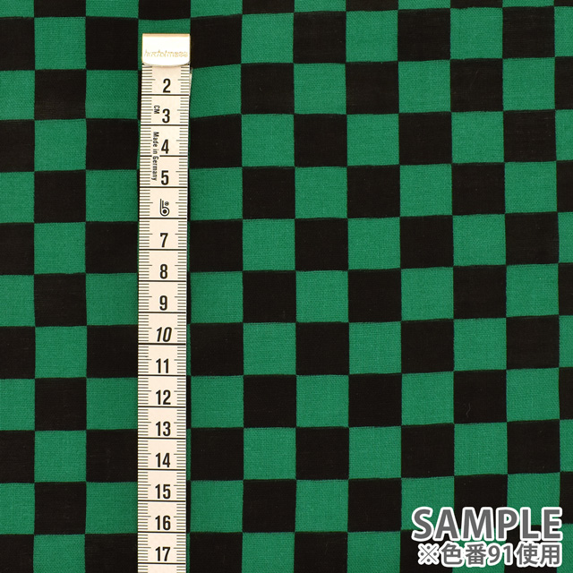 生地 和風ダブルガーゼプリント 市松模様(201025) 91.黒×緑 99Zz99_