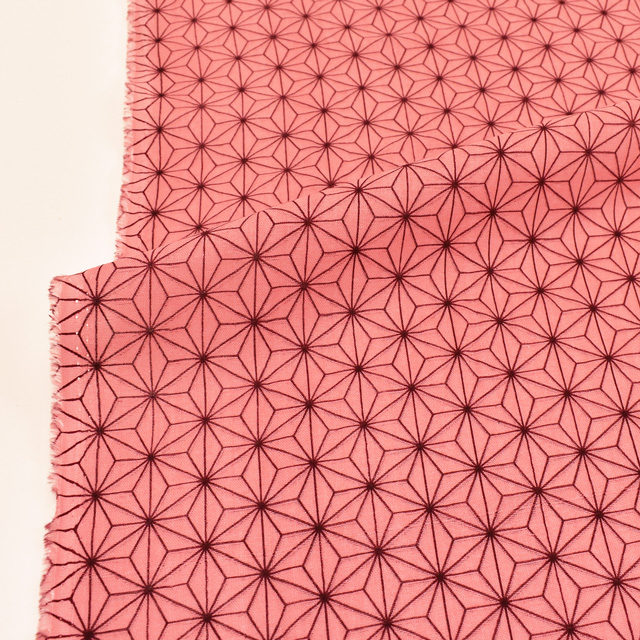 生地 和風ダブルガーゼプリント 麻の葉模様(201025) 92.ピンク 99Zz99_