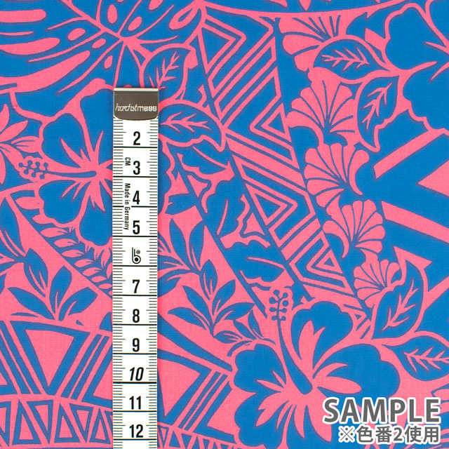 生地 T/Cブロード ハワイアンプリント 総柄(205003) 1.イエロー×ブルー 09Aa01_