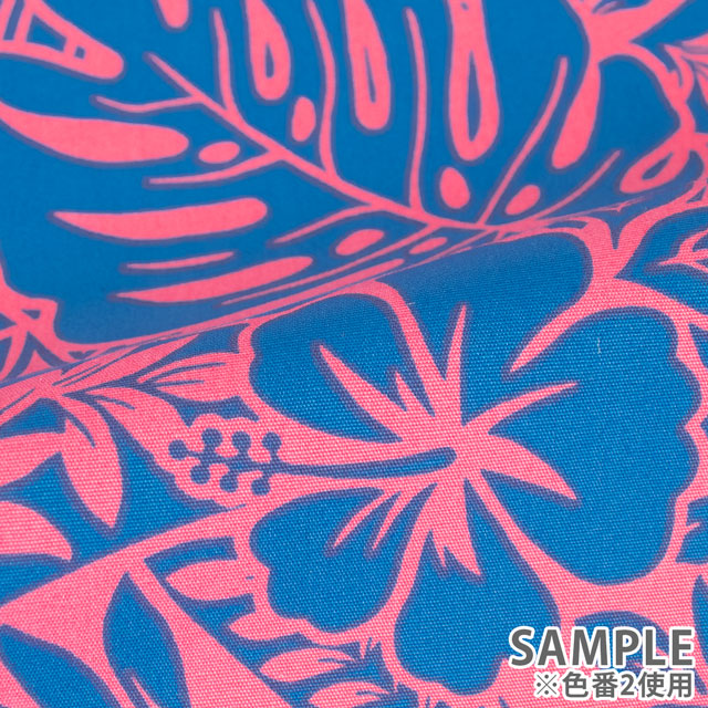 生地 T/Cブロード ハワイアンプリント 総柄(205003) 1.イエロー×ブルー 09Aa01_