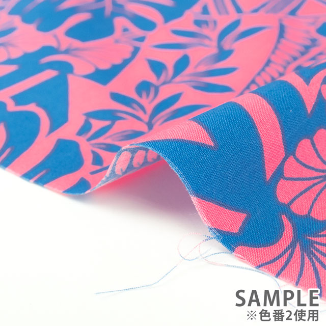 生地 T/Cブロード ハワイアンプリント 総柄(205003) 1.イエロー×ブルー 09Aa01_