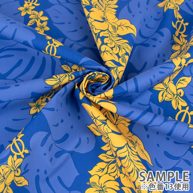 生地 T/Cブロード ハワイアンプリント ライン柄(205003) 11.フランボワーズ 09Aa01_