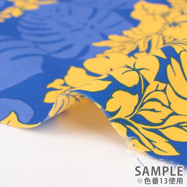 生地 T/Cブロード ハワイアンプリント ライン柄(205003) 11.フランボワーズ 09Aa01_