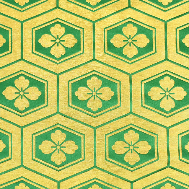 金襴生地 桂2号極上 亀甲花菱(043-2101) 緑 09Bh18_