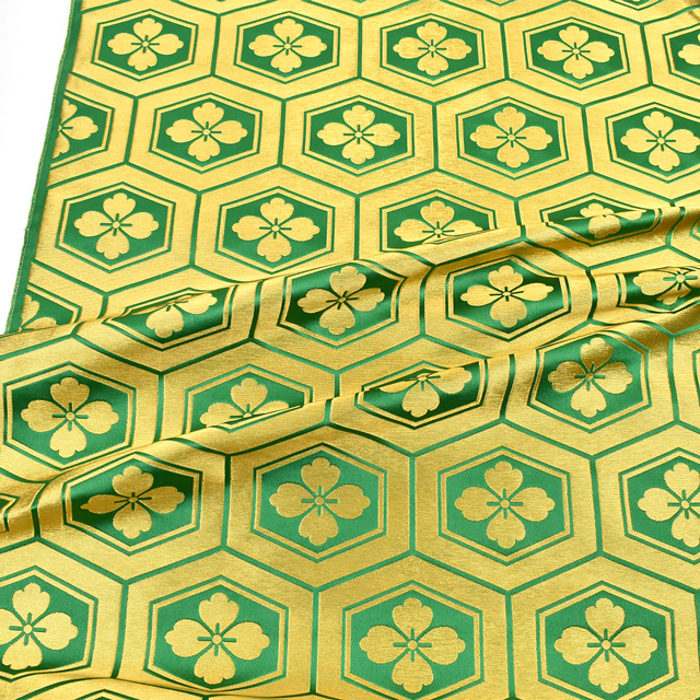 金襴生地 桂2号極上 亀甲花菱(043-2101) 緑 09Bh18_