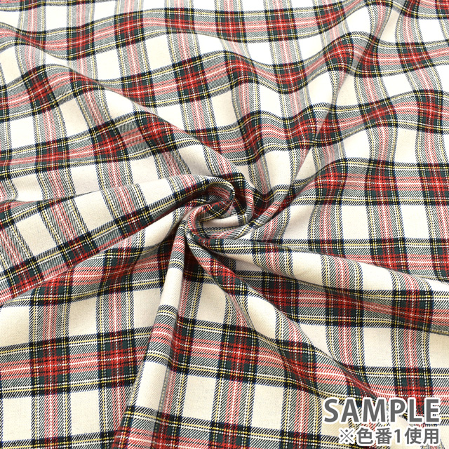 生地 ロイヤルタータン(215001) 1.オフホワイト地×赤系 09Bk22_