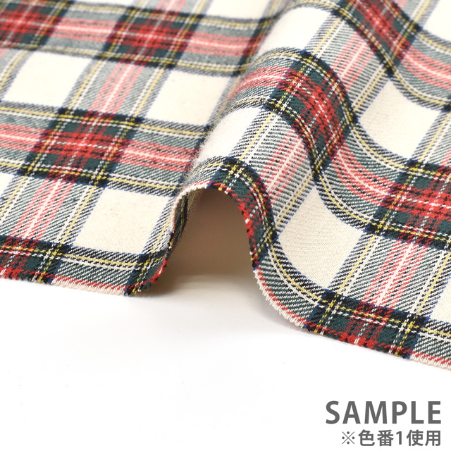 生地 ロイヤルタータン(215001) 1.オフホワイト地×赤系 09Bk22_