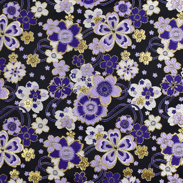 金襴生地 四丁サビ サクラ(155-2171-2) 黒 09Bh18_