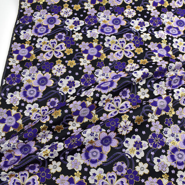 金襴生地 四丁サビ サクラ(155-2171-2) 黒 09Bh18_