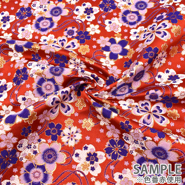 金襴生地 四丁サビ サクラ(155-2171-2) 黒 09Bh18_