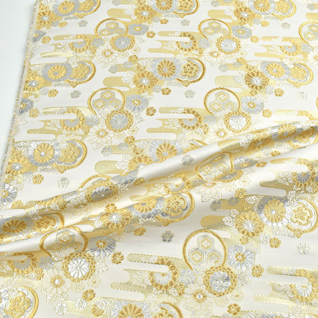 金襴生地 寿四丁4号 雲間・華(156-2181-3) 白 09Bh18_