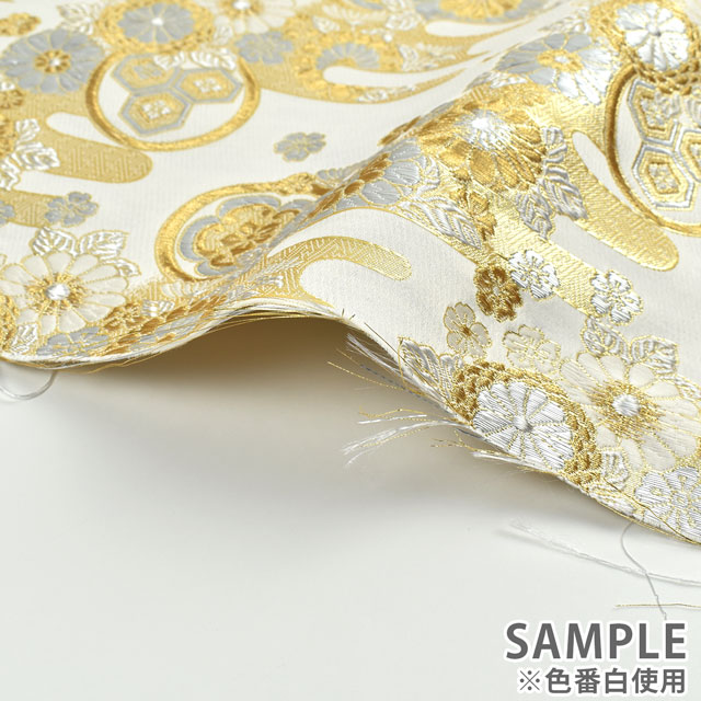 金襴生地 寿四丁4号 雲間・華(156-2181-3) 白 09Bh18_