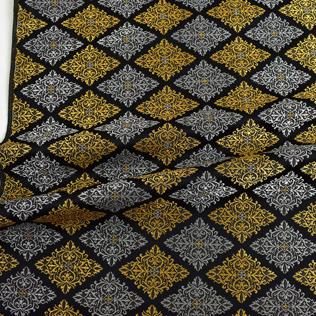 金襴生地 寿三丁2号特上 菱形(155-2221-1) 黒 09Bh18_