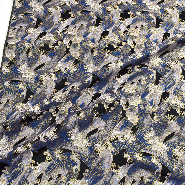 金襴生地 三丁サビ 荒波(155-2225-1) 黒 09Bh18_