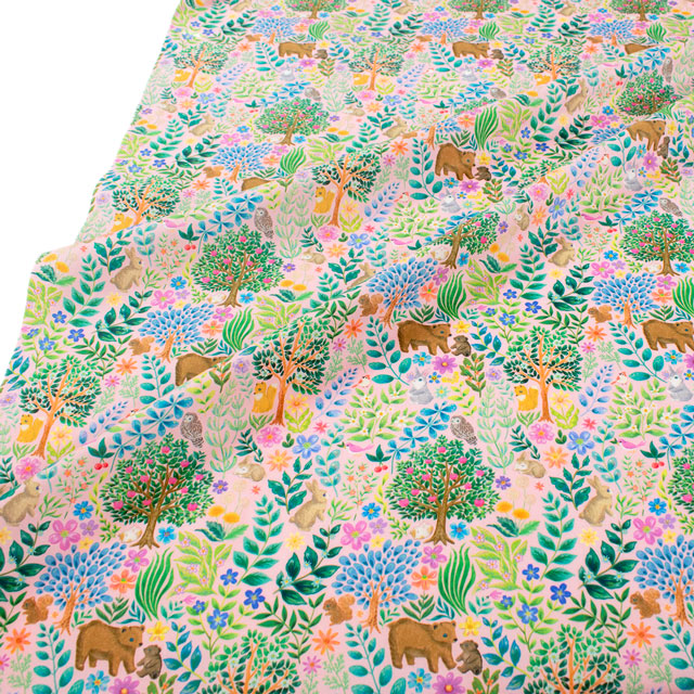 生地 22fabric -ニャンニャンファブリック- 8th collection ぺったリーフ/ローン(DP4440) 1A.ピンク 09Ae04_