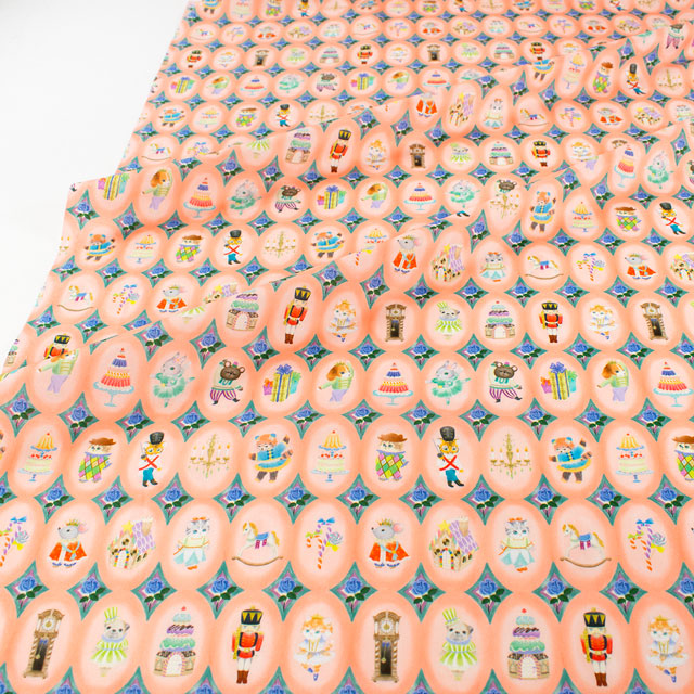 生地 22fabric -ニャンニャンファブリック- 8th collection トゥインクルトイ/ローン(DP4440) 2A.ピンクベージュ 09Ac04j