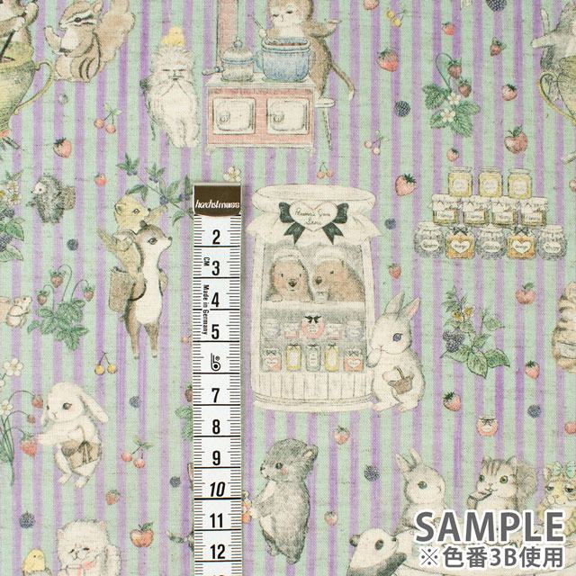 生地 22fabric -ニャンニャンファブリック- 8th collection ジャムラボ/綿麻シーチング(DP4440) 3A.ピンク 09Ae04_