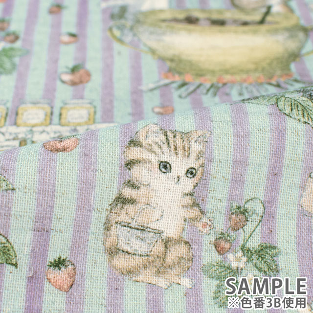 生地 22fabric -ニャンニャンファブリック- 8th collection ジャムラボ/綿麻シーチング(DP4440) 3A.ピンク 09Ae04_